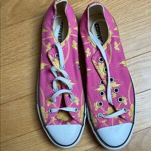 Converse Pink and Yellow Floral Sneakers